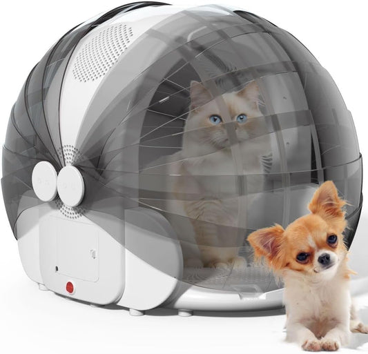 CHUCII Automatic Brushes 360° Quiet Pet Dryer Box for Dogs & Cats, White DEMO