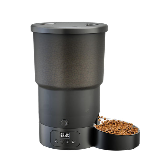 Gimars Automatic Cat Feeder Programmable 1-6 Meals 5L Capacity Black 1 Bowl NEW