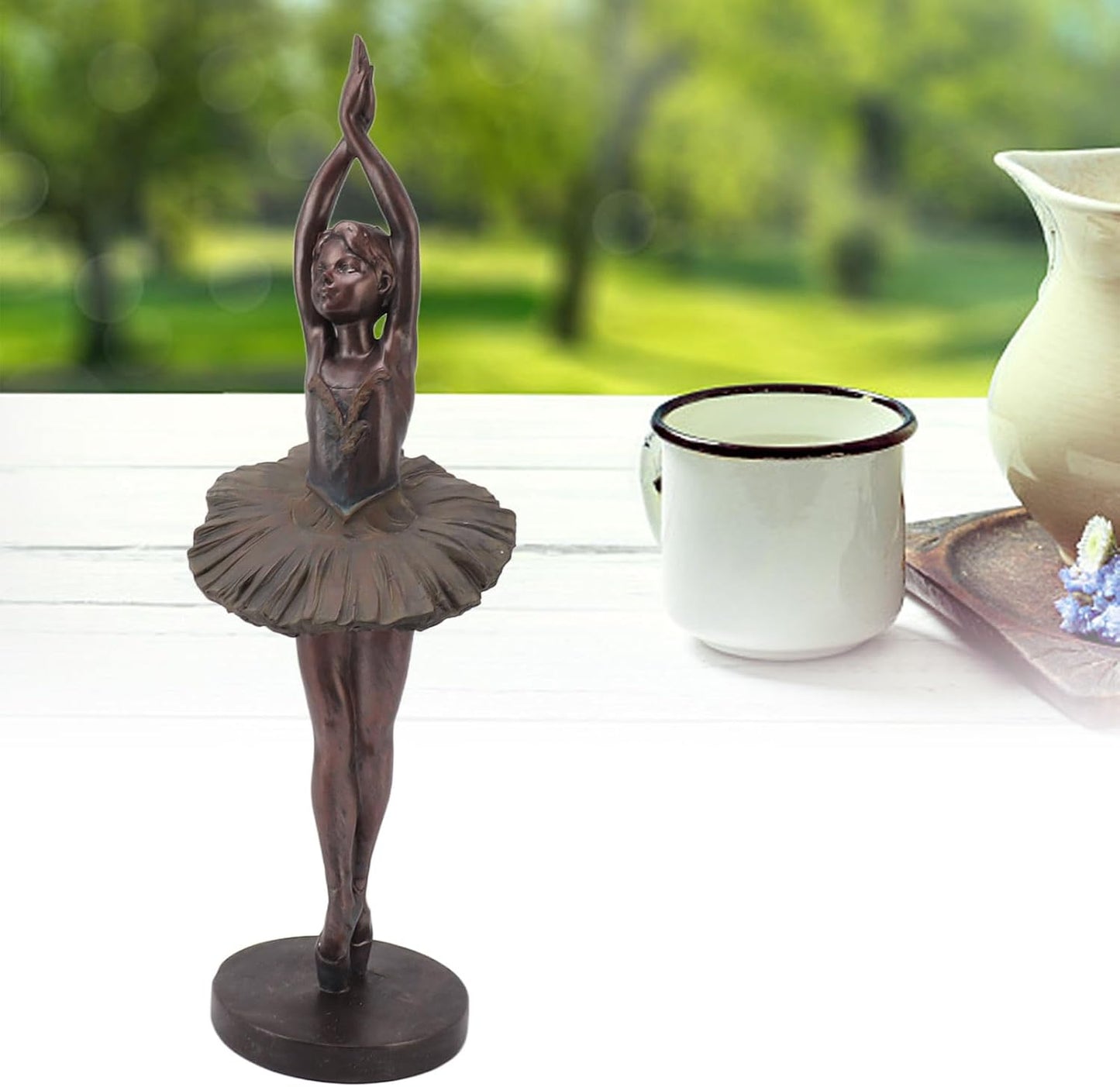 Aoutecen Elegant Artistic Bronze Finish Standing Ballerina Sculpture Statues NEW