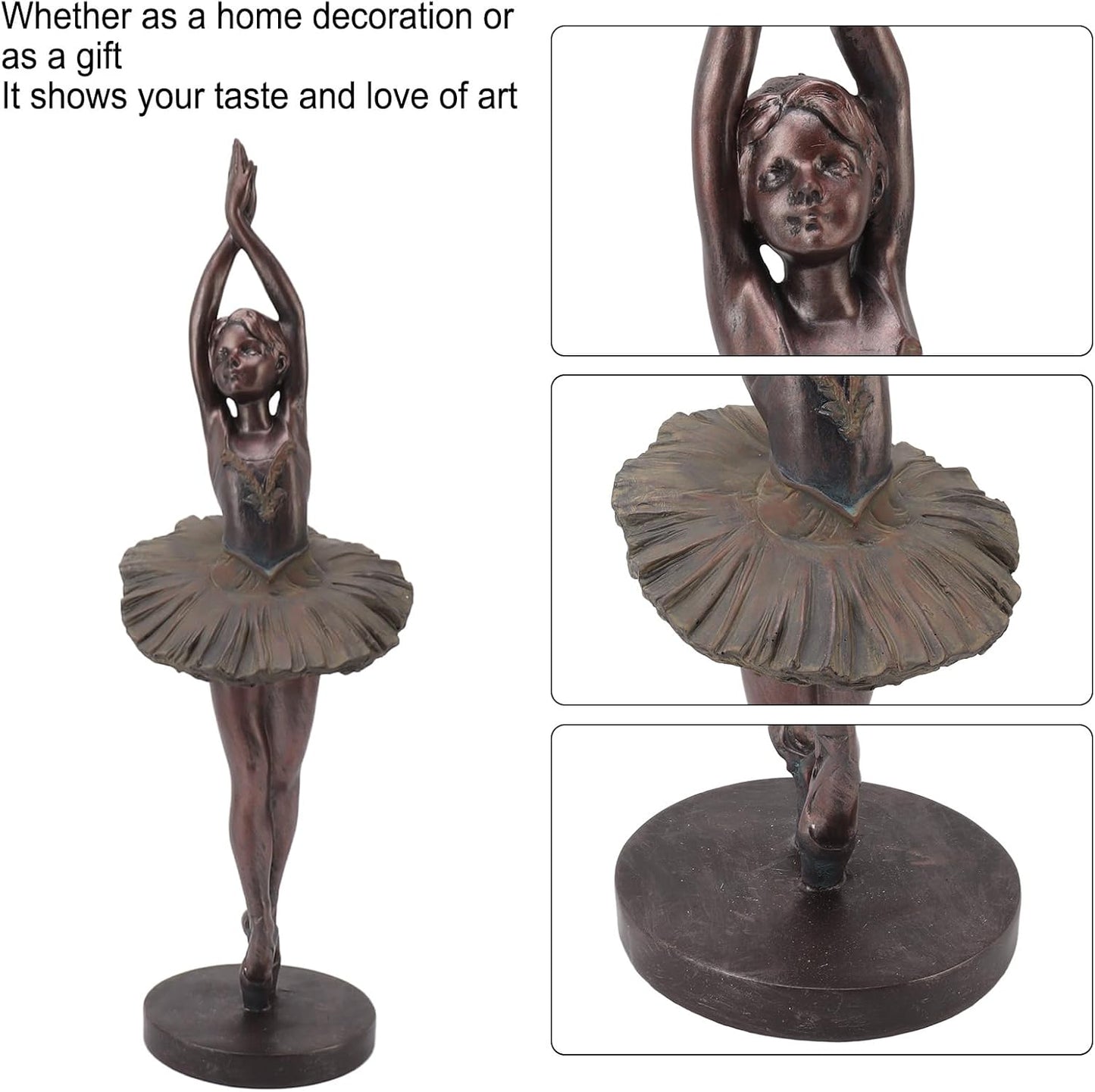 Aoutecen Elegant Artistic Bronze Finish Standing Ballerina Sculpture Statues NEW
