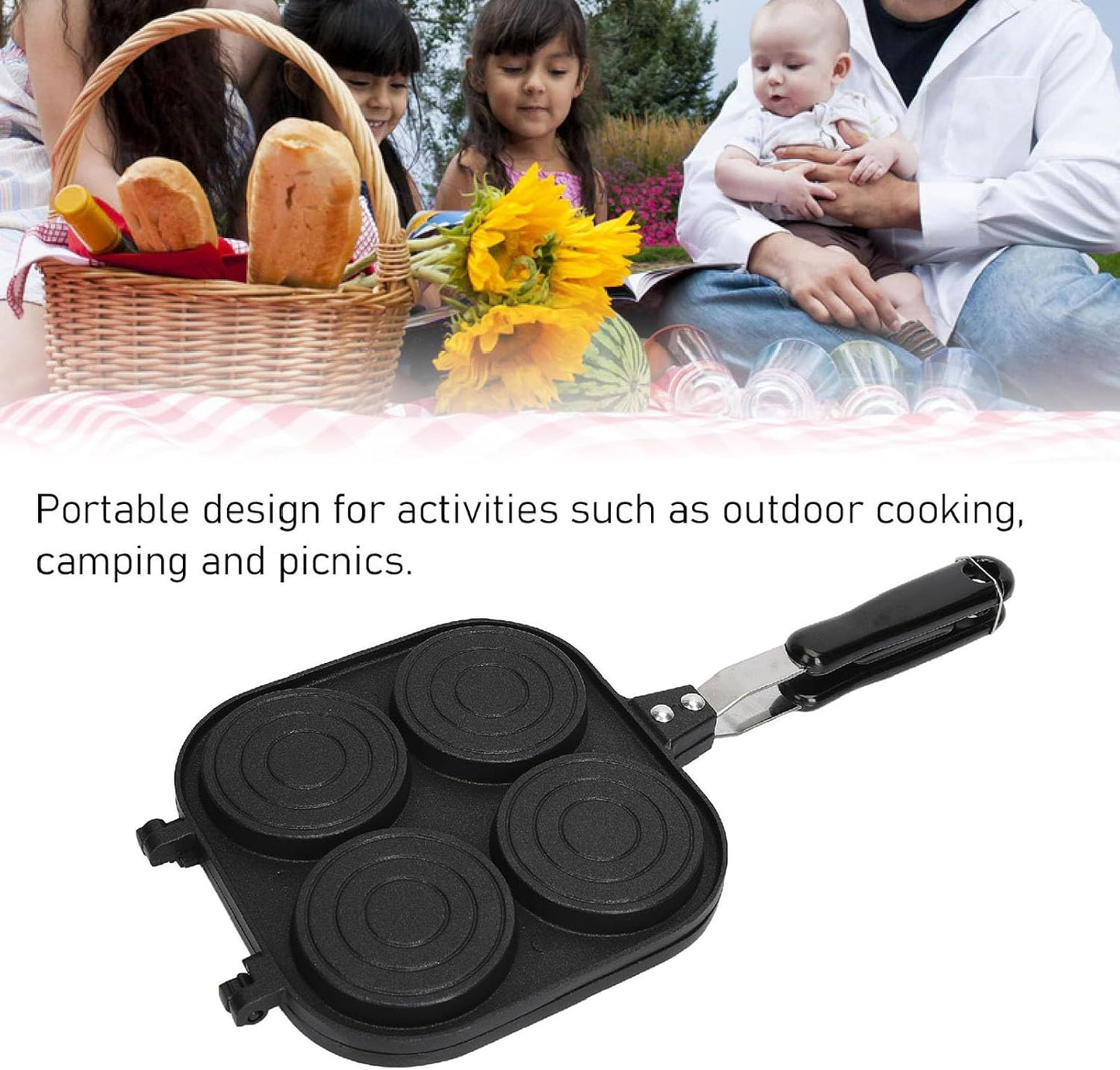 Aoutecen Double Sided Aluminum Alloy Commercial Waffle Maker Non-Stick NEW