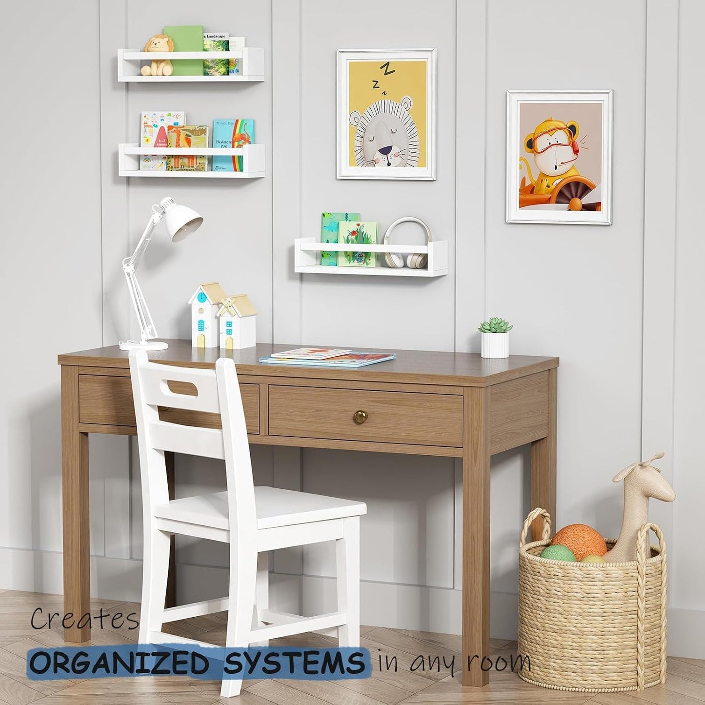 QYINXIU Large Solid Wood Wall Mounted Floating Shelves for Nursery Decor DEMO