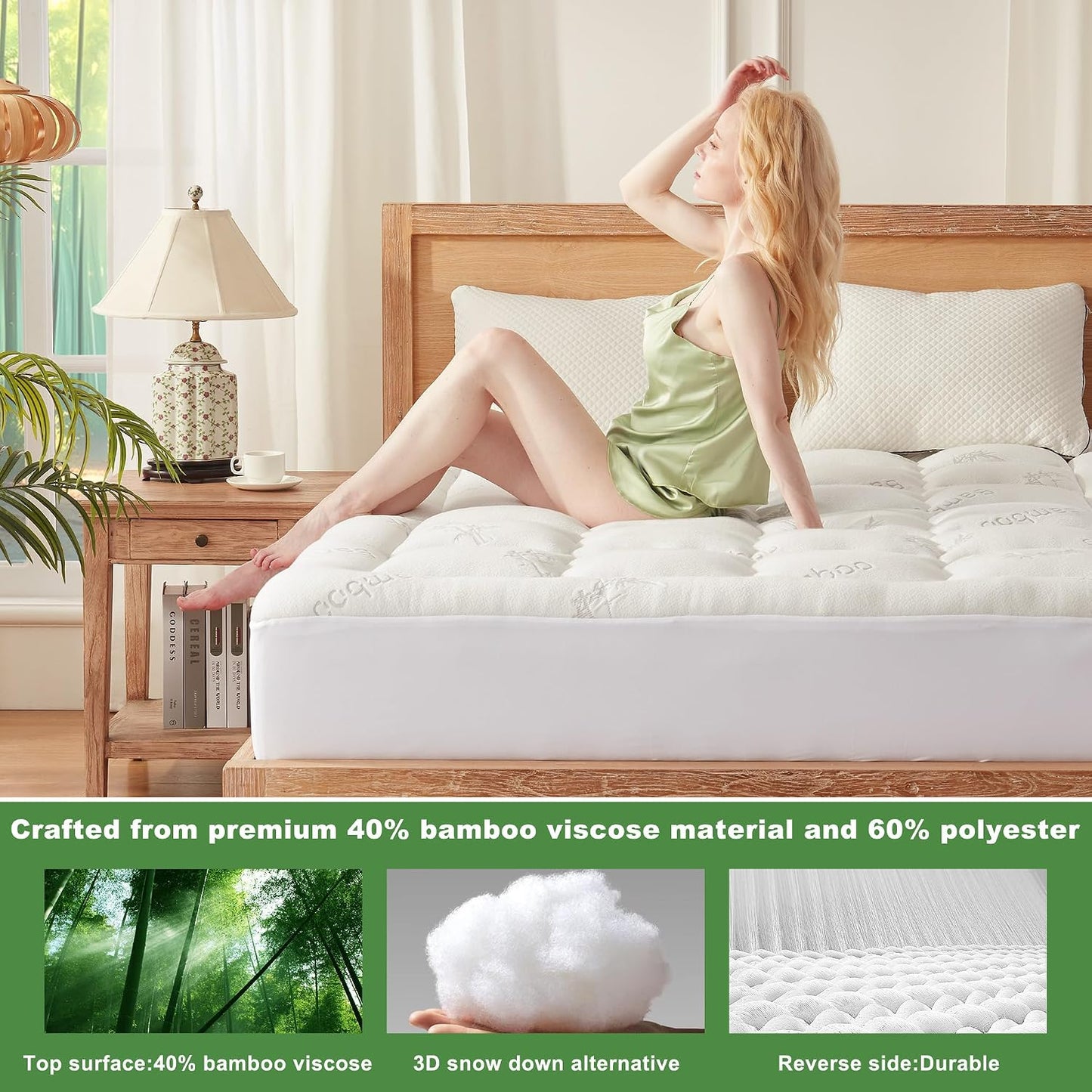 BEDLORE White Single Mattress Topper Viscose Derived from Bamboo Thick NEW