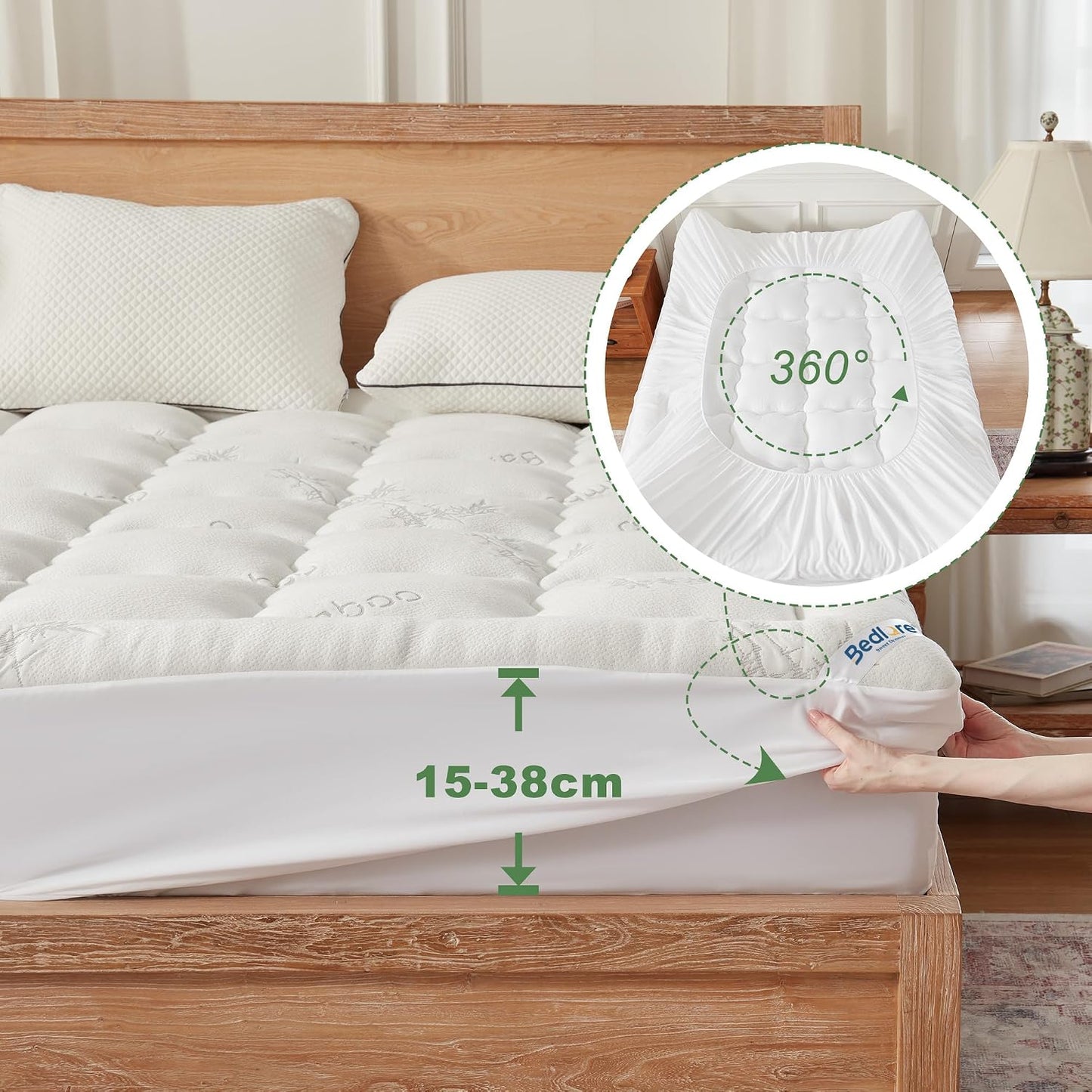 BEDLORE White Single Mattress Topper Viscose Derived from Bamboo Thick NEW