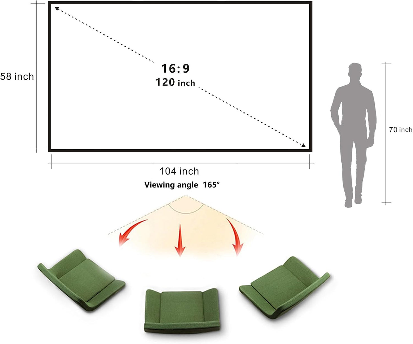 Yandood 120 Inch Portable Projection Screen with Combined Pole Frame Grey DEMO