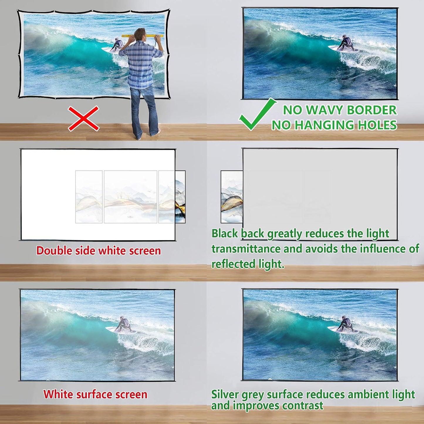 Yandood 120 Inch Portable Projection Screen with Combined Pole Frame Grey DEMO