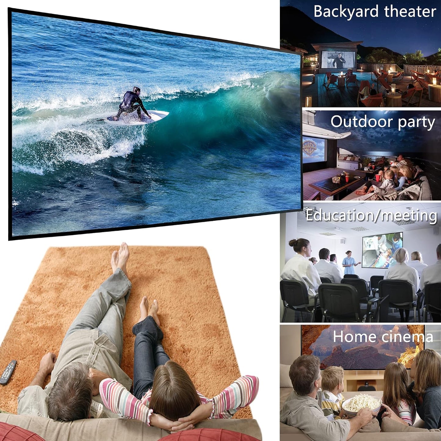 Yandood 120 Inch Portable Projection Screen with Combined Pole Frame Grey DEMO