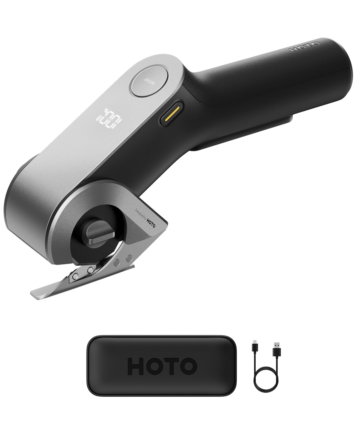 HOTO EdgeFlow Cordless Gray Electric Rotary Fabric Cutter for Sewing, DEMO