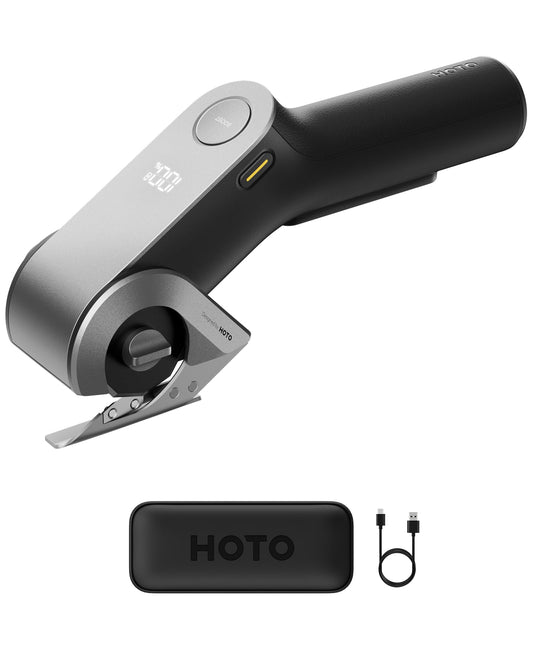 HOTO EdgeFlow Cordless Gray Electric Rotary Fabric Cutter for Sewing, DEMO