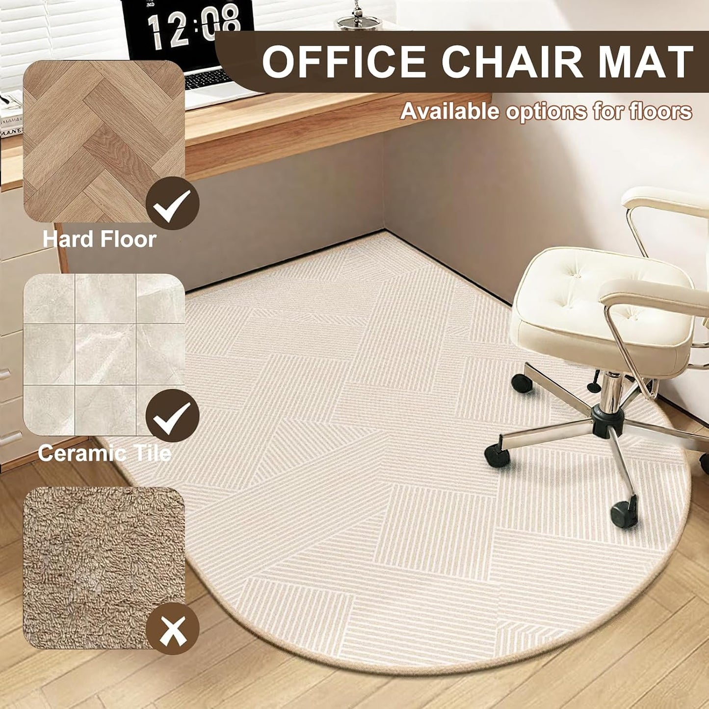 NobleHaus Multi Surface Chair Mat for Carpets & Hardwood Floors, 80 x 120 DEMO