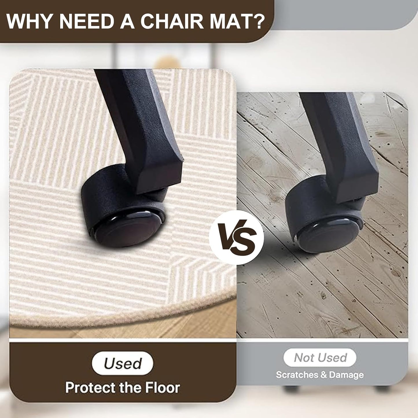 NobleHaus Multi Surface Chair Mat for Carpets & Hardwood Floors, 80 x 120 DEMO