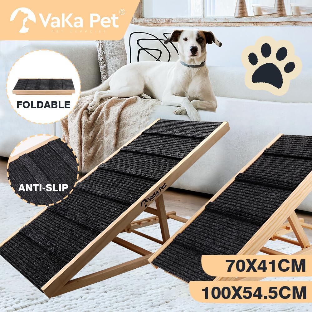 VAKA Foldable Vehicle Ramps Non-Slip Adjustable Dog Ramp for Bed, Couch, DEMO