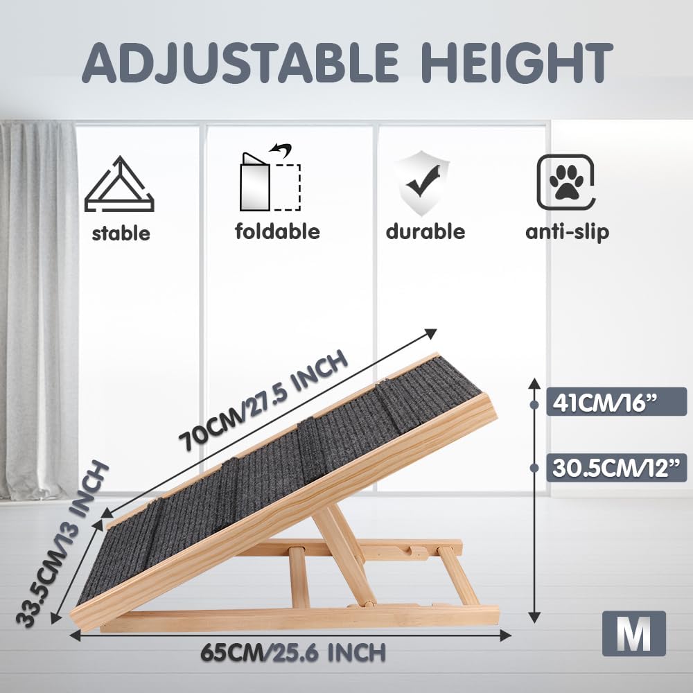 VAKA Foldable Vehicle Ramps Non-Slip Adjustable Dog Ramp for Bed, Couch, DEMO