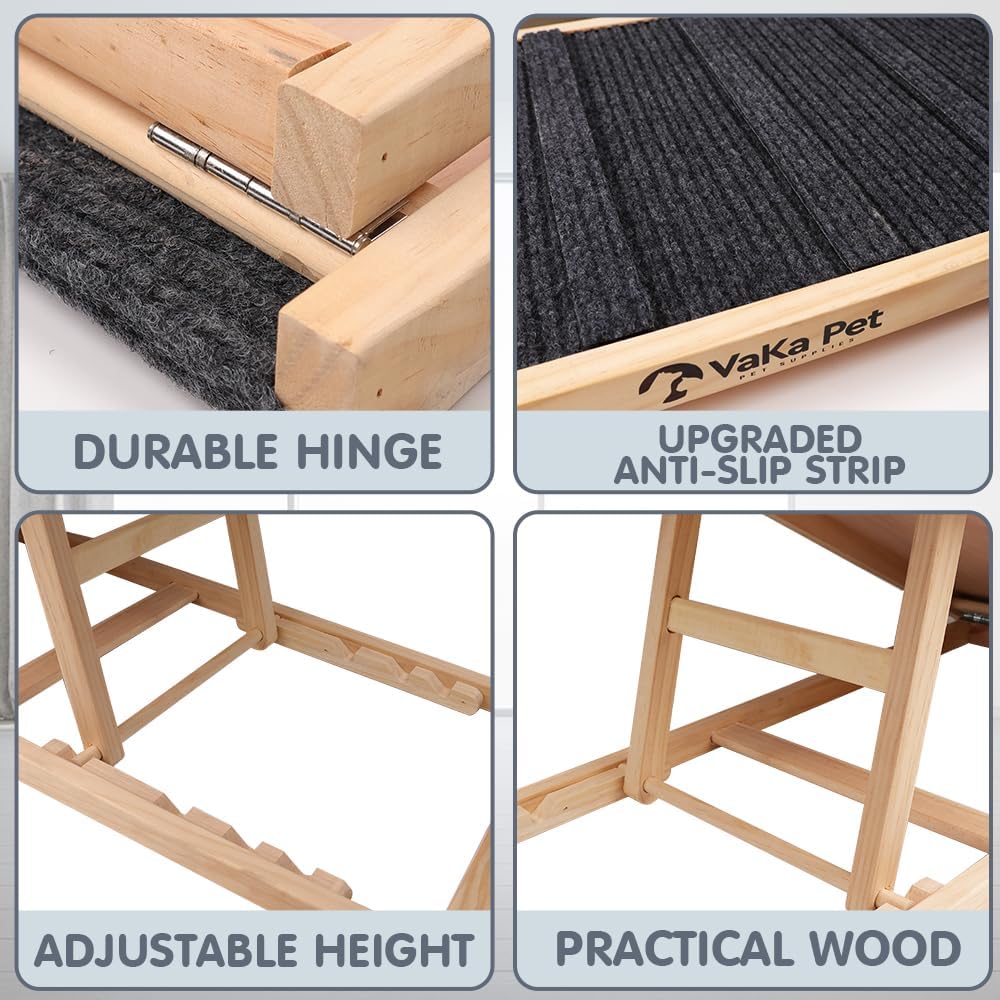 VAKA Foldable Vehicle Ramps Non-Slip Adjustable Dog Ramp for Bed, Couch, DEMO