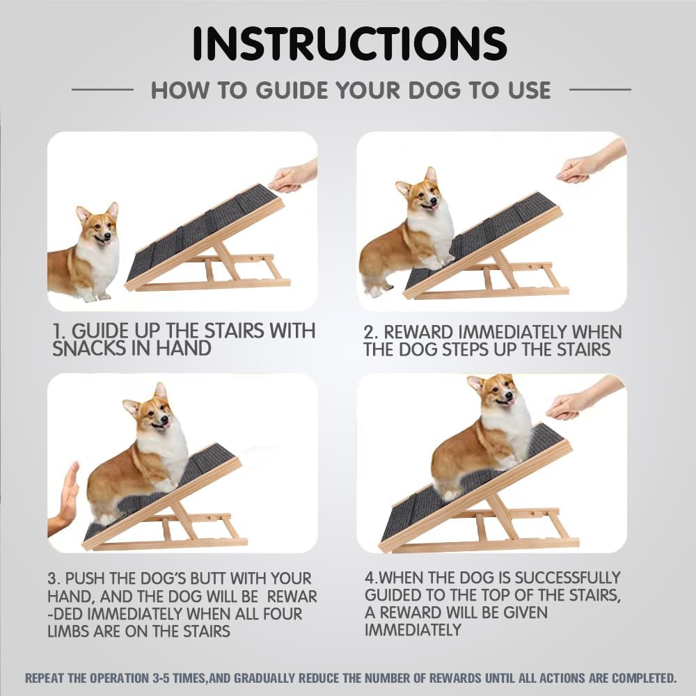 VAKA Foldable Vehicle Ramps Non-Slip Adjustable Dog Ramp for Bed, Couch, DEMO