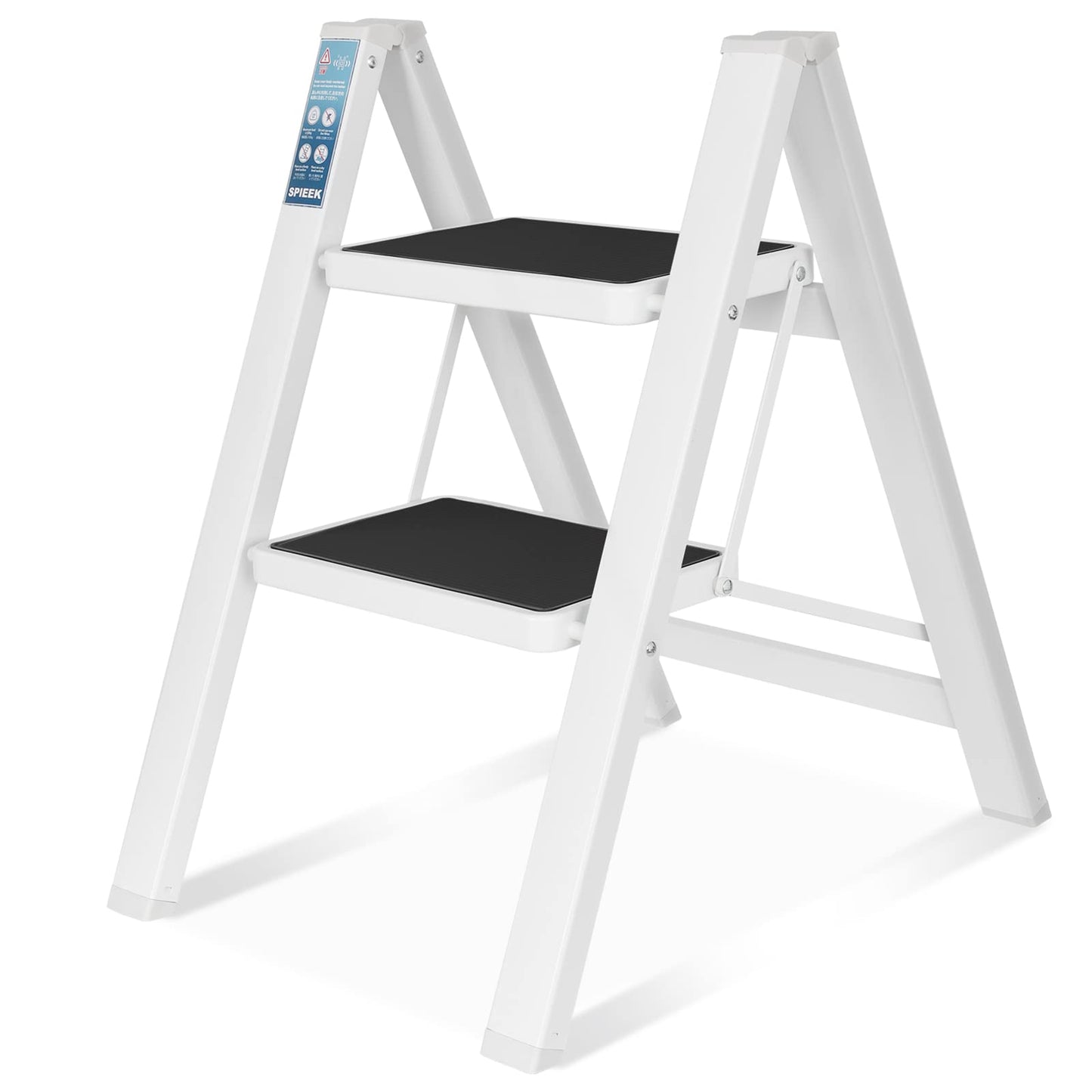 SPIEEK Folding Step Stool Wide Anti-Slip Thickened Pedal, White Sturdy DEMO
