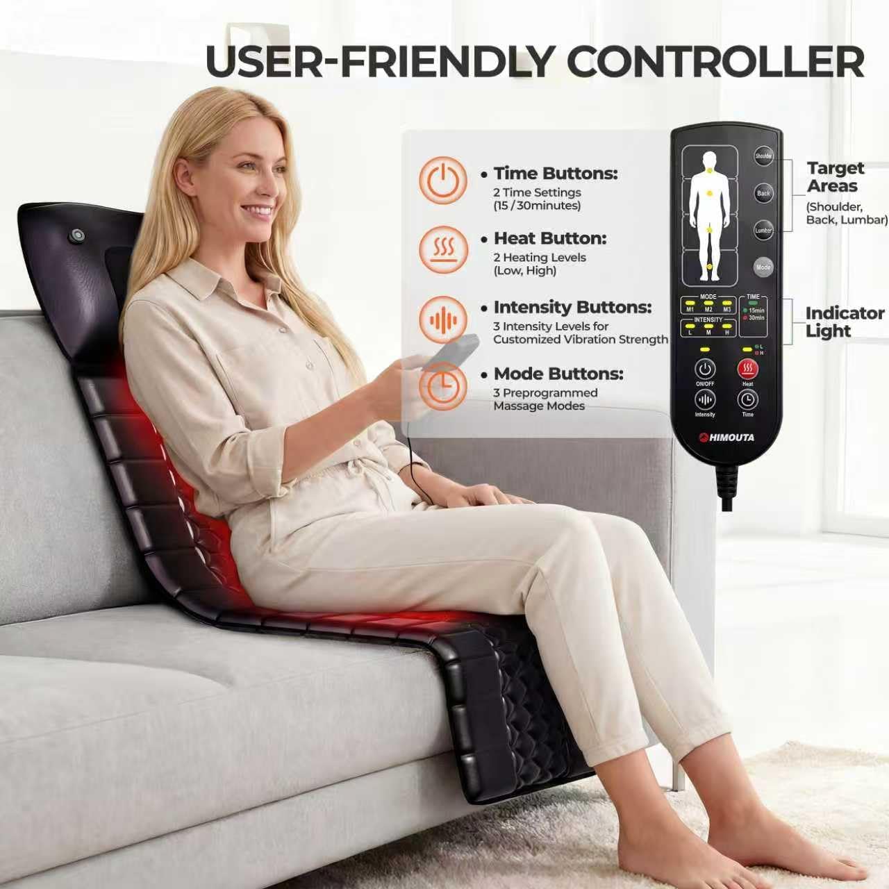 Himouta Vibration Full Body Massage Mat Heated Electric Foot Massager Pad DEMO