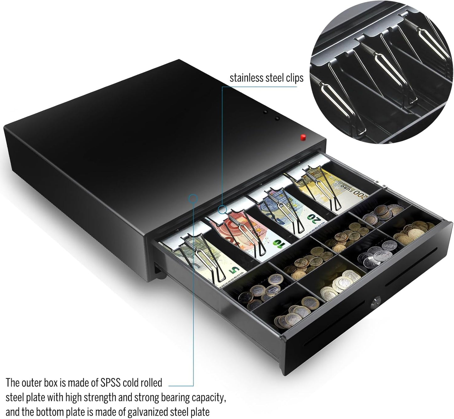 16 Inch Cash Register Drawer with Manual Key and Push Button Release Lock DEMO