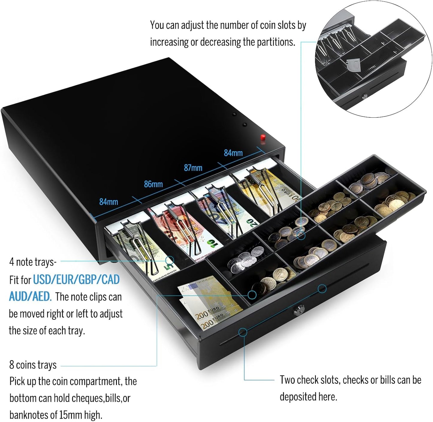 16 Inch Cash Register Drawer with Manual Key and Push Button Release Lock DEMO