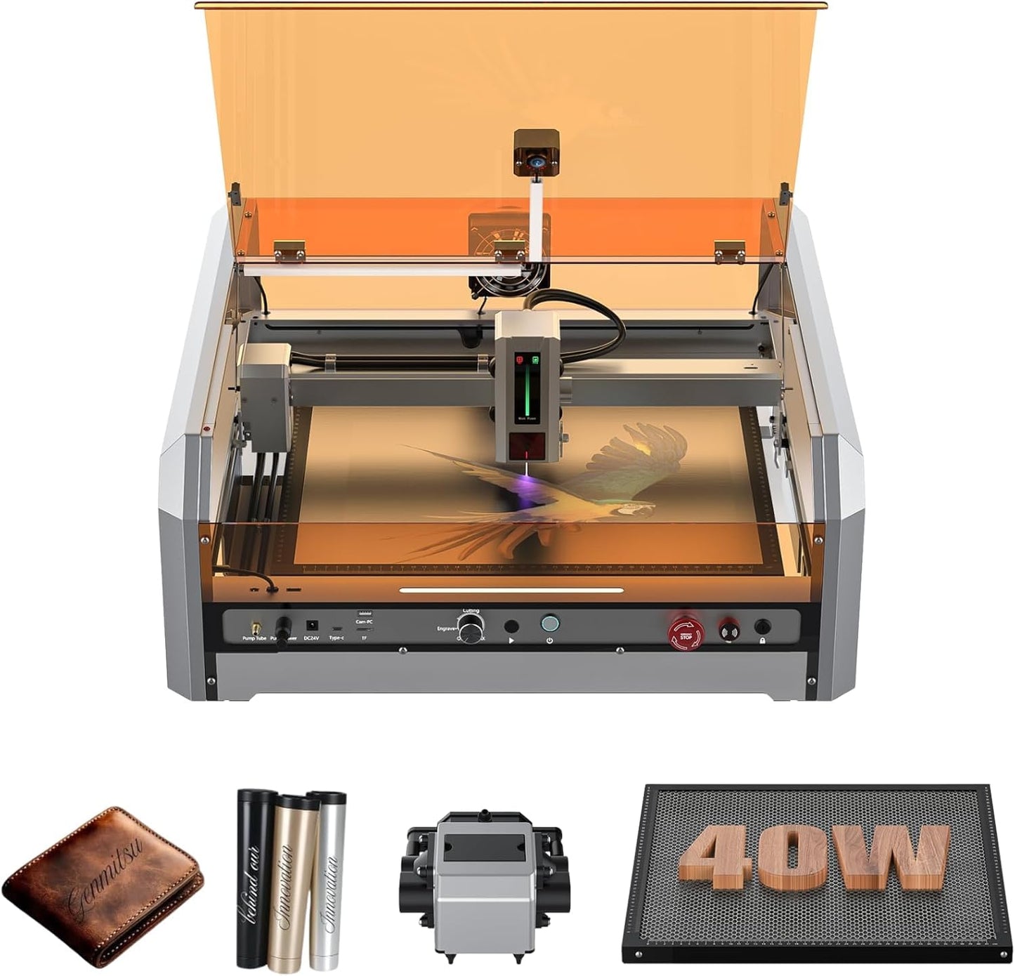 Genmitsu 40W Laser Engraver & Cutter - All-in-One Engraving Tool, Grey