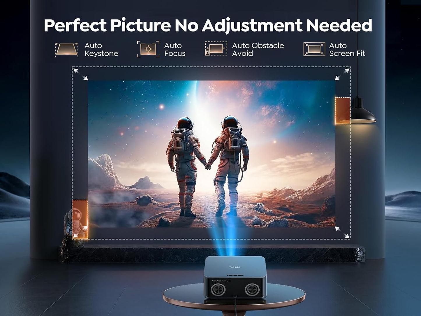 TOPTRO High-Brightness Projectors 1600 Ansi Lumens Dolby Audio Grey DEMO