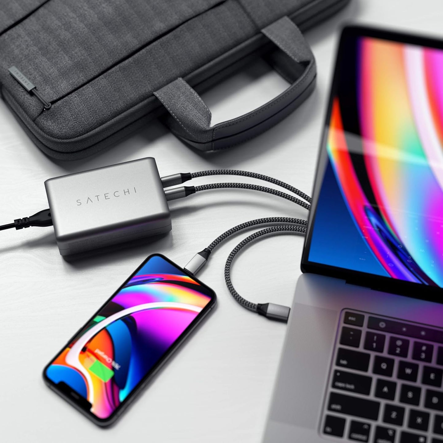 Satechi 100W USB-C PD Compact GaN Charger Fast Charging Station Space Gray NEW