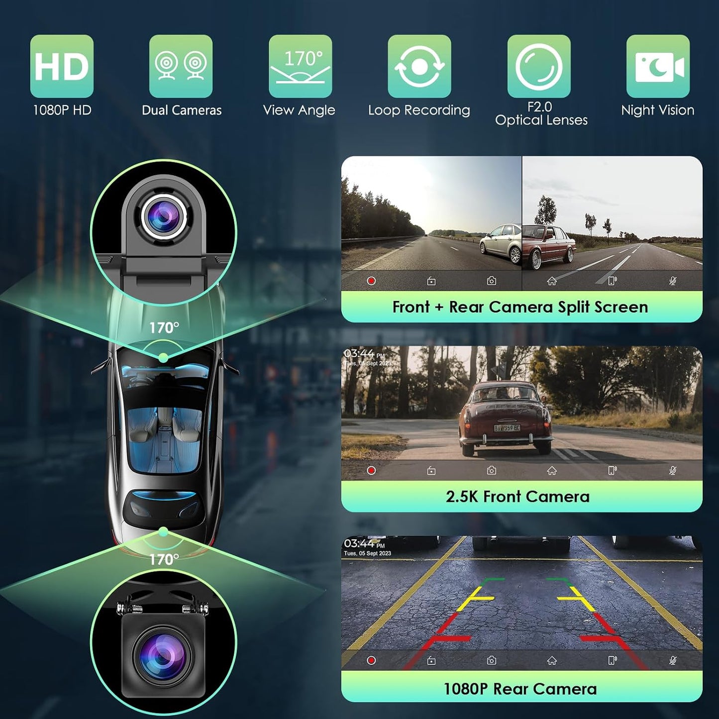 aphqua 9" On-Dash-Monitoring HD IPS On-Dash Monitoring System with 2.5K DEMO