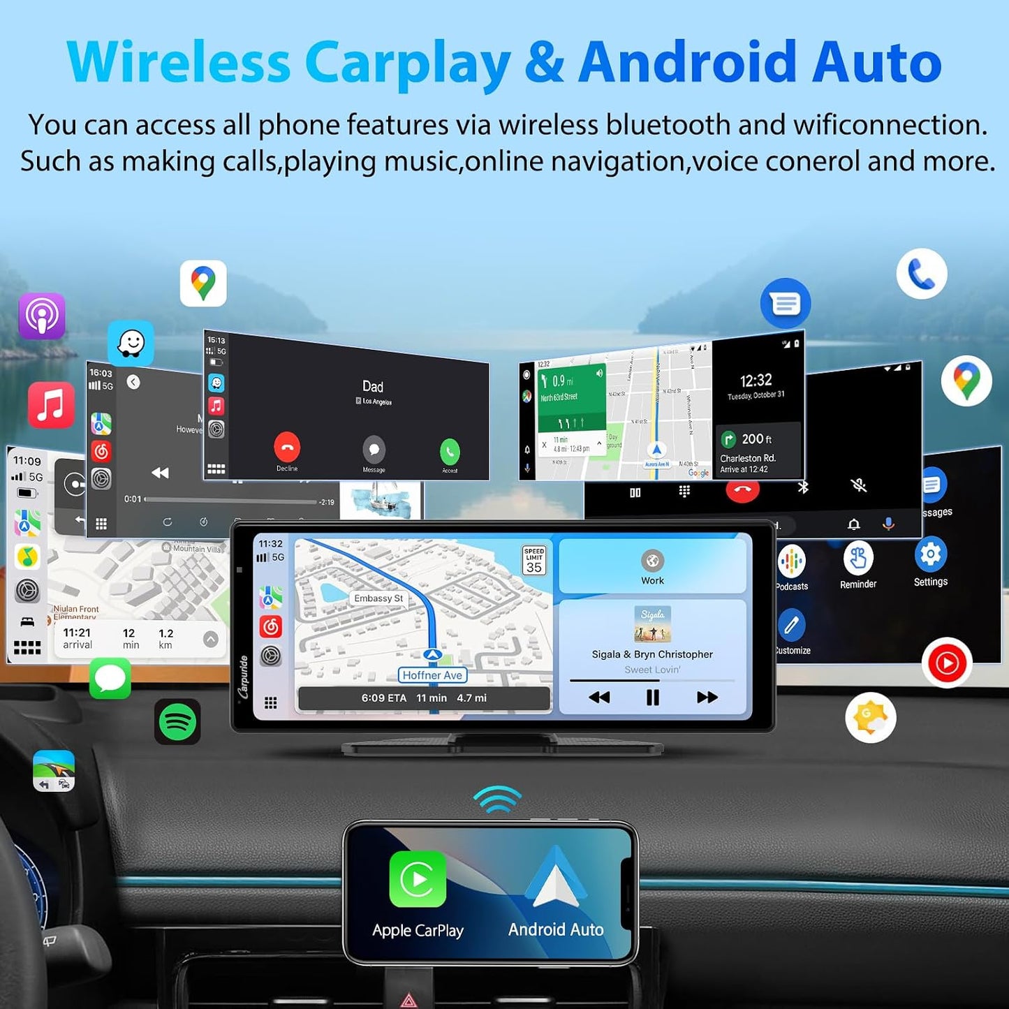 Carpuride 4K Front Dash Cam with CarPlay & Android Auto - In-Dash Video DEMO