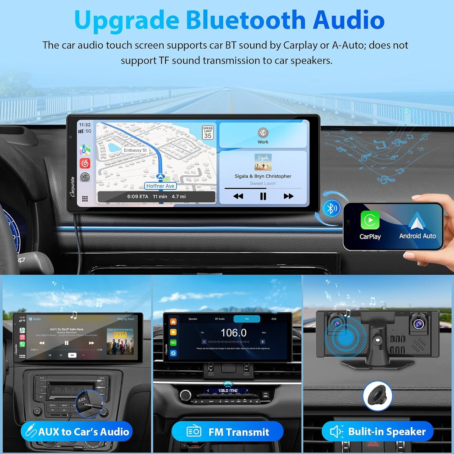 Carpuride 4K Front Dash Cam with CarPlay & Android Auto - In-Dash Video DEMO