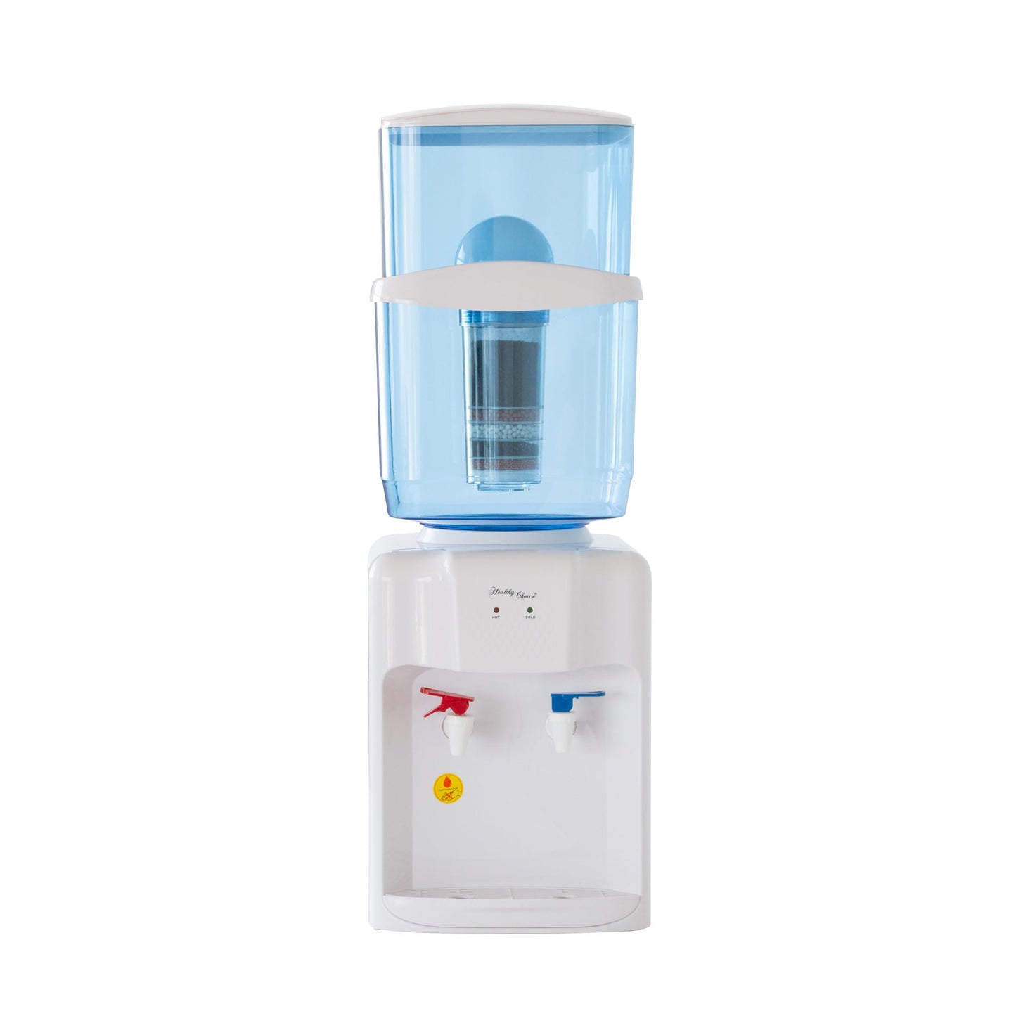 HEALTHY CHOICE Dual-Tap Water Dispenser Hot and Cold Compact Jugs Blue NEW