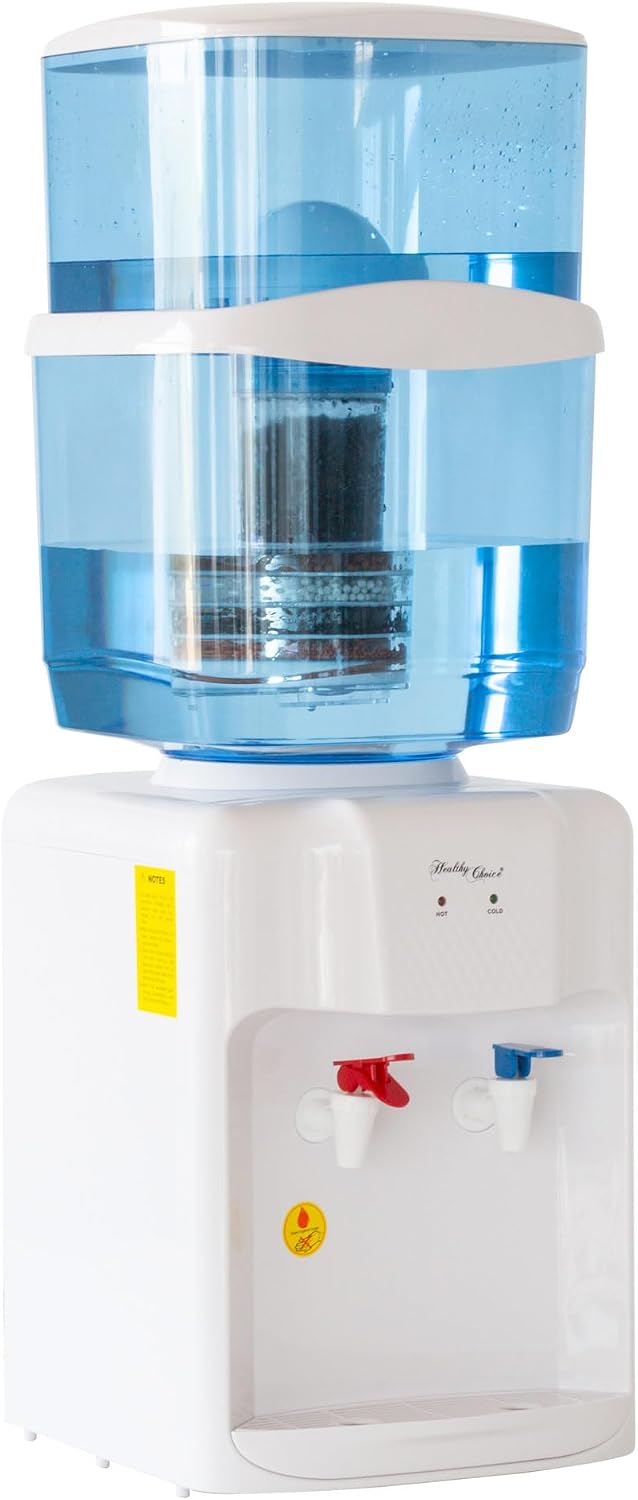 HEALTHY CHOICE Dual-Tap Water Dispenser Hot and Cold Compact Jugs Blue NEW