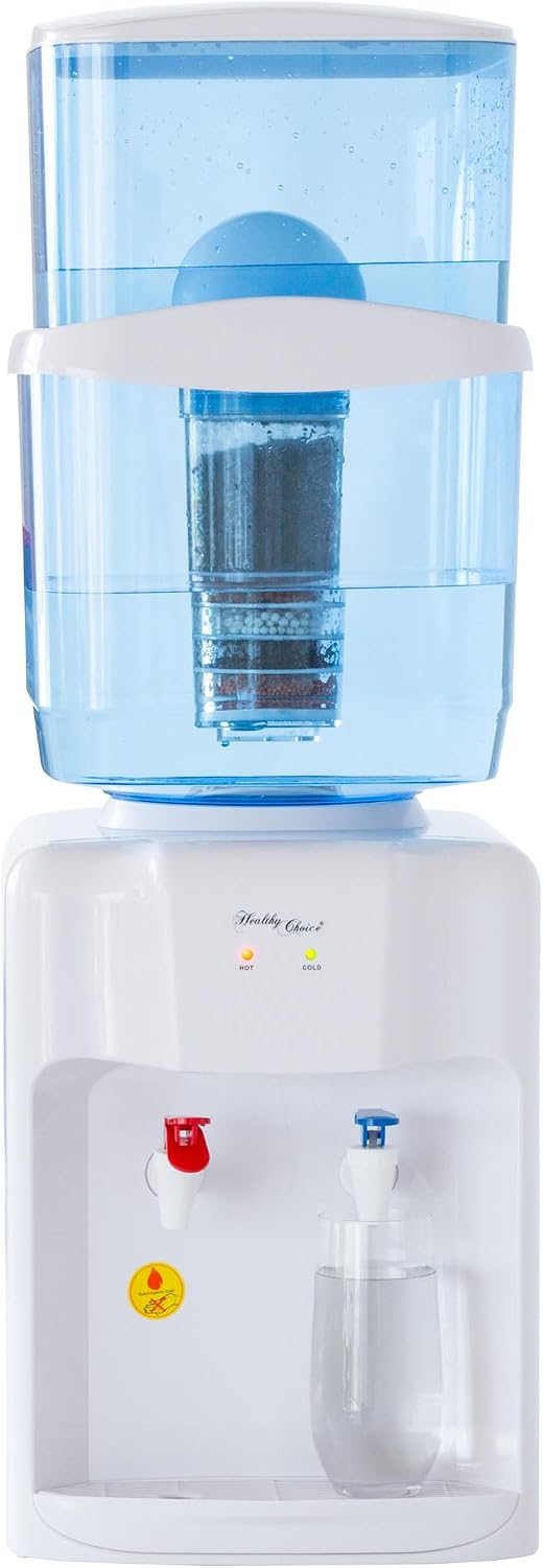 HEALTHY CHOICE Dual-Tap Water Dispenser Hot and Cold Compact Jugs Blue NEW