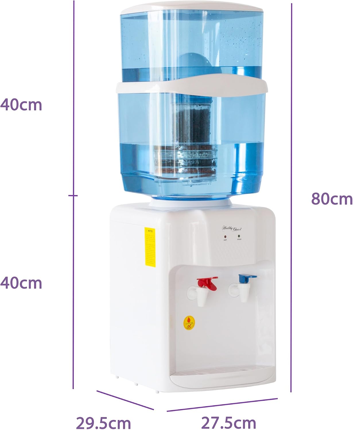 HEALTHY CHOICE Dual-Tap Water Dispenser Hot and Cold Compact Jugs Blue NEW