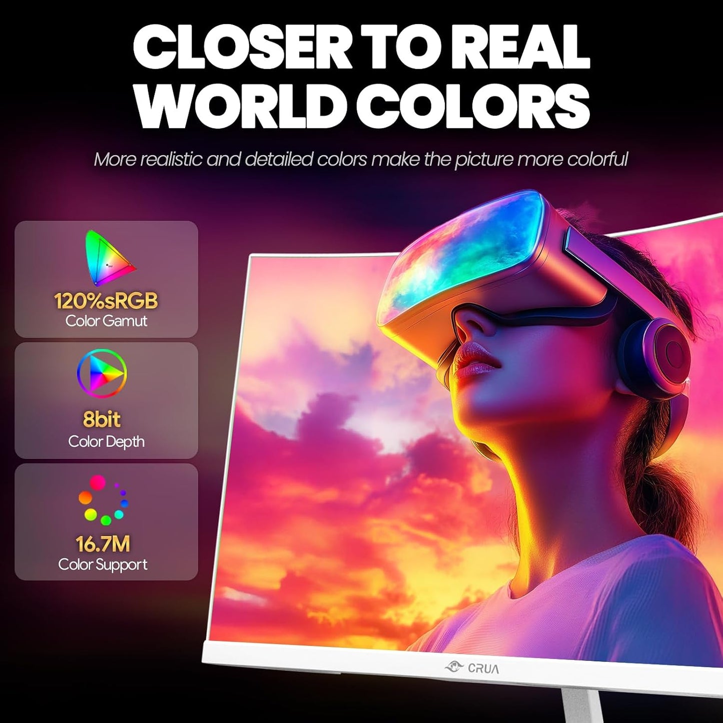 CRUA 24" Monitors 1080P 200Hz Curved Gaming Monitor with AMD FreeSync - DEMO