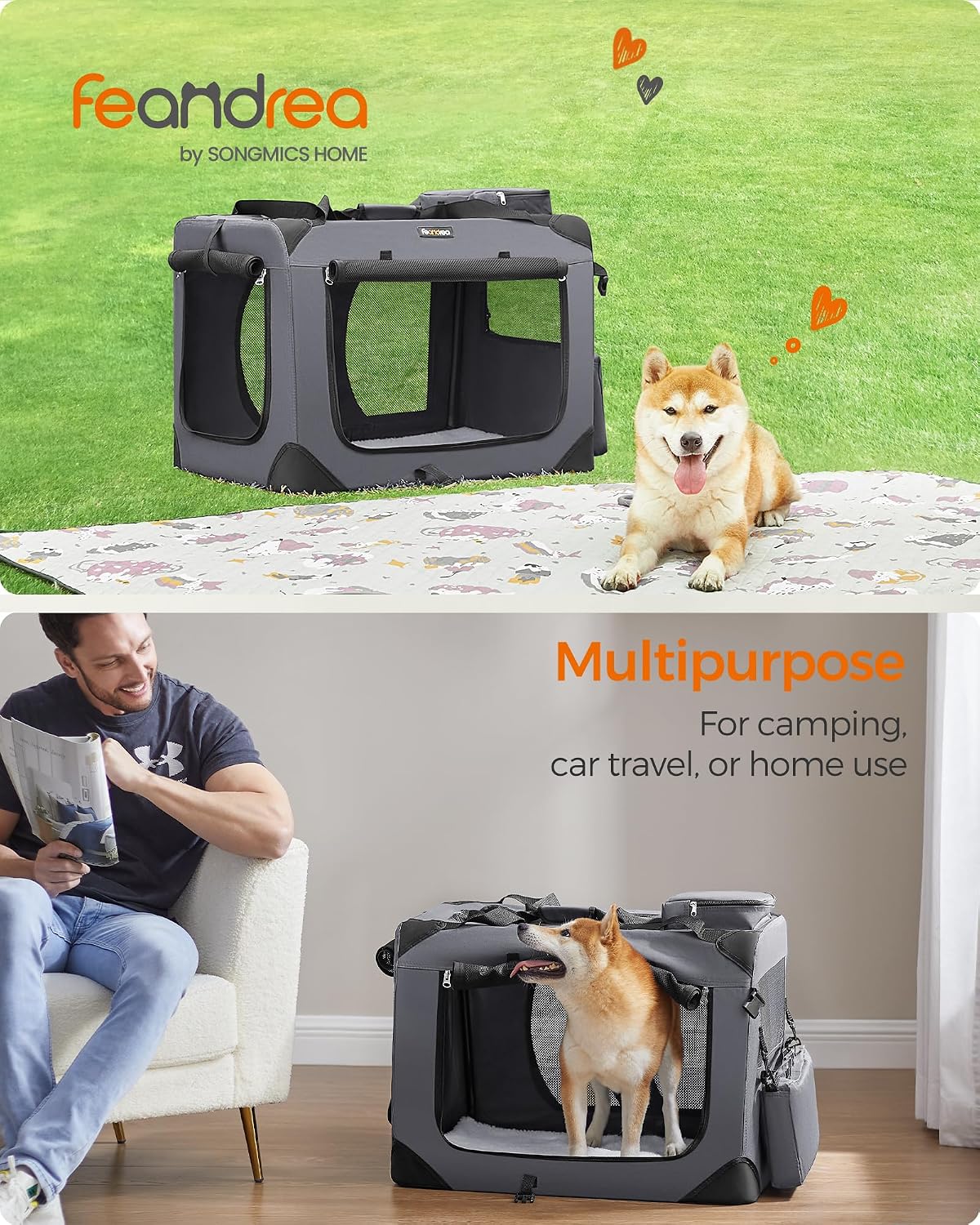 Feandrea Foldable Portable Soft-Sided Pet Carrier for Cats and Small Dogs, DEMO