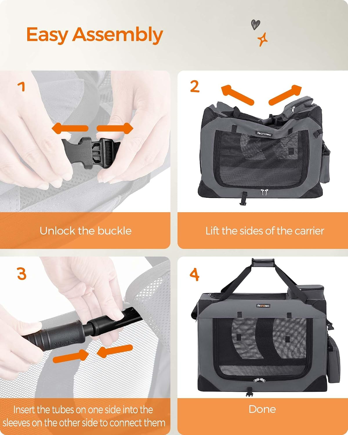 Feandrea Foldable Portable Soft-Sided Pet Carrier for Cats and Small Dogs, DEMO