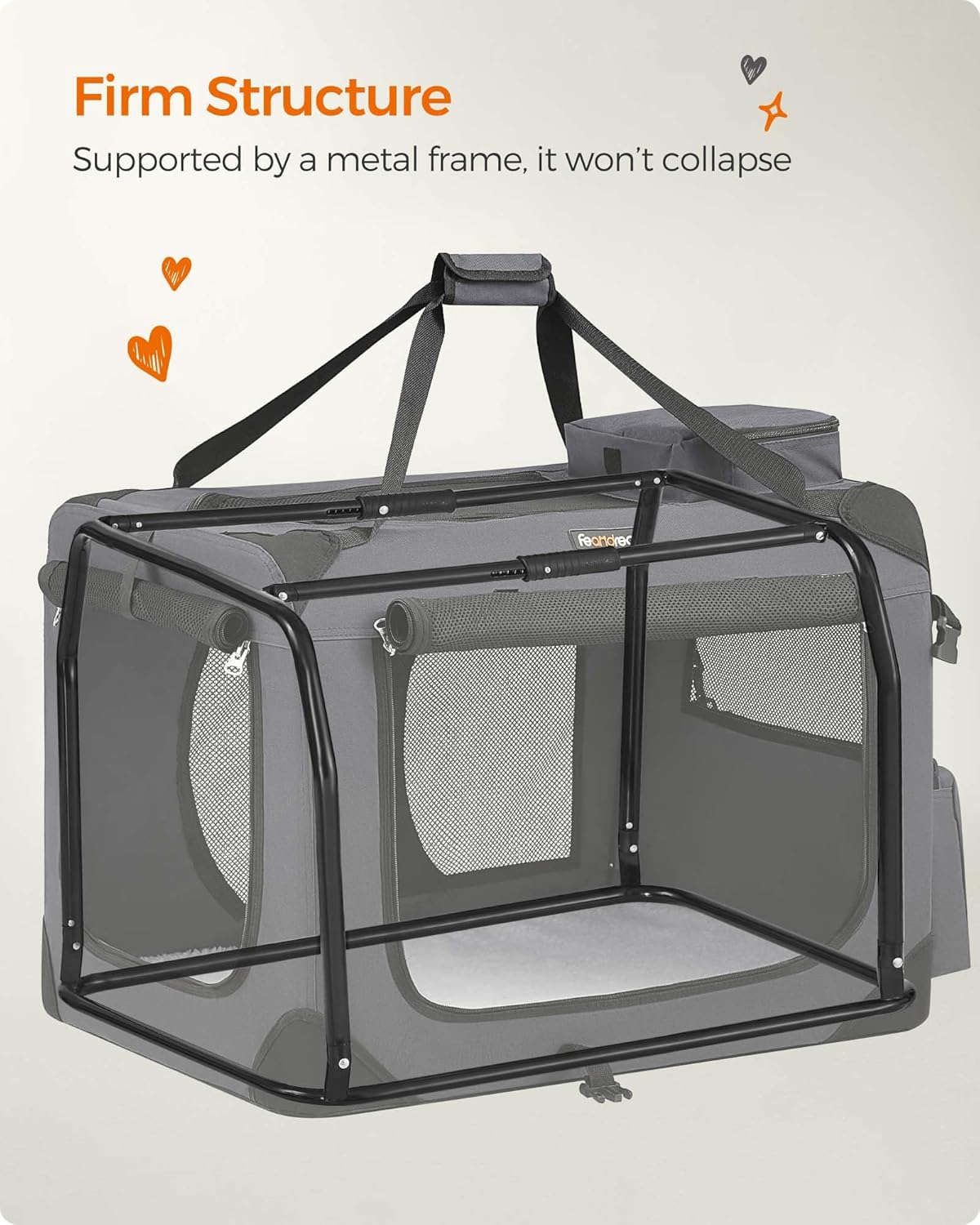 Feandrea Foldable Portable Soft-Sided Pet Carrier for Cats and Small Dogs, DEMO