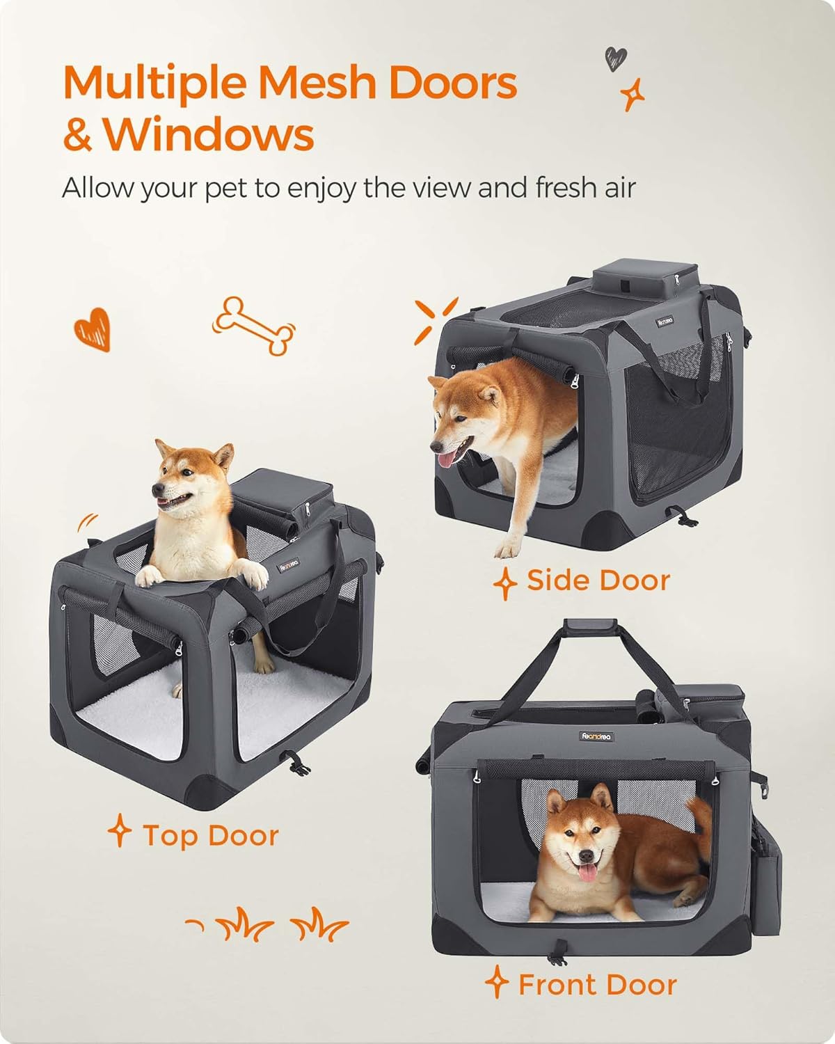 Feandrea Foldable Portable Soft-Sided Pet Carrier for Cats and Small Dogs, DEMO