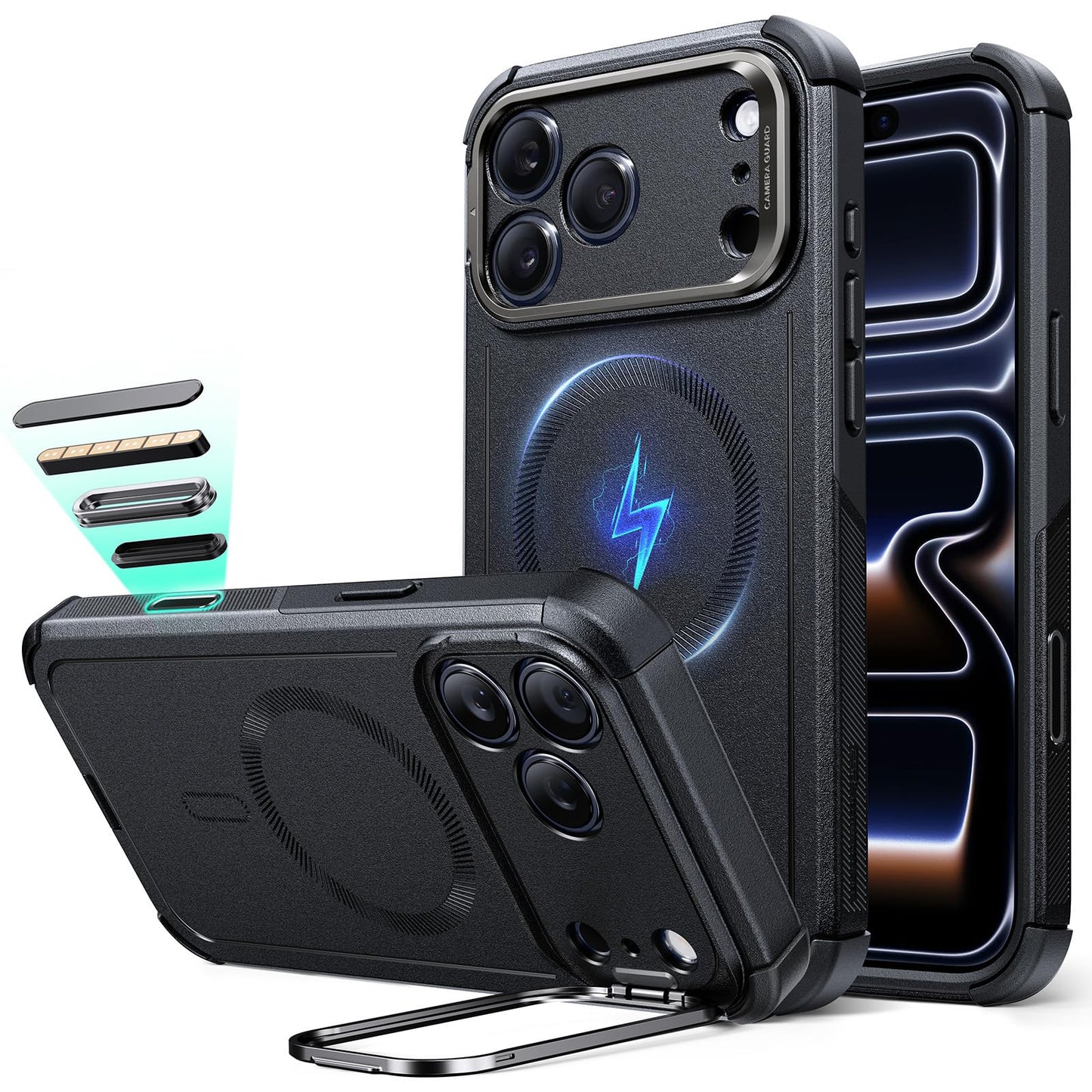 ESR Flex Stand Rugged MagSafe Compatible iPhone 17 Pro Basic Case Black NEW