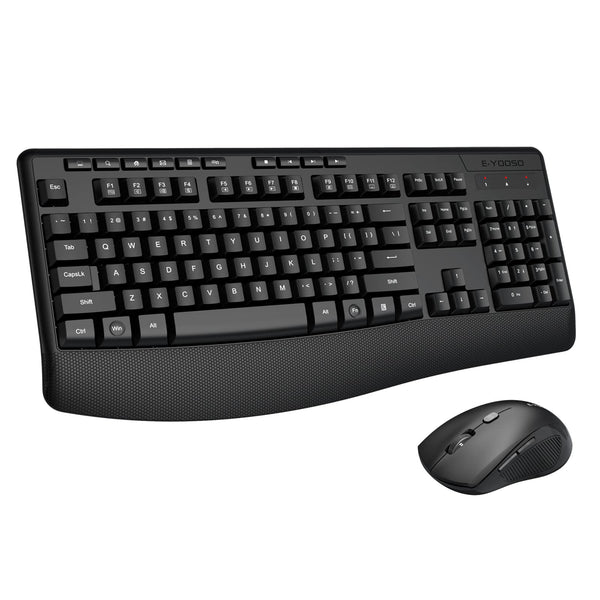 E-Yooso Wireless Keyboard and Mouse Combo - Ergonomic 2.4GHz Set for Home DEMO