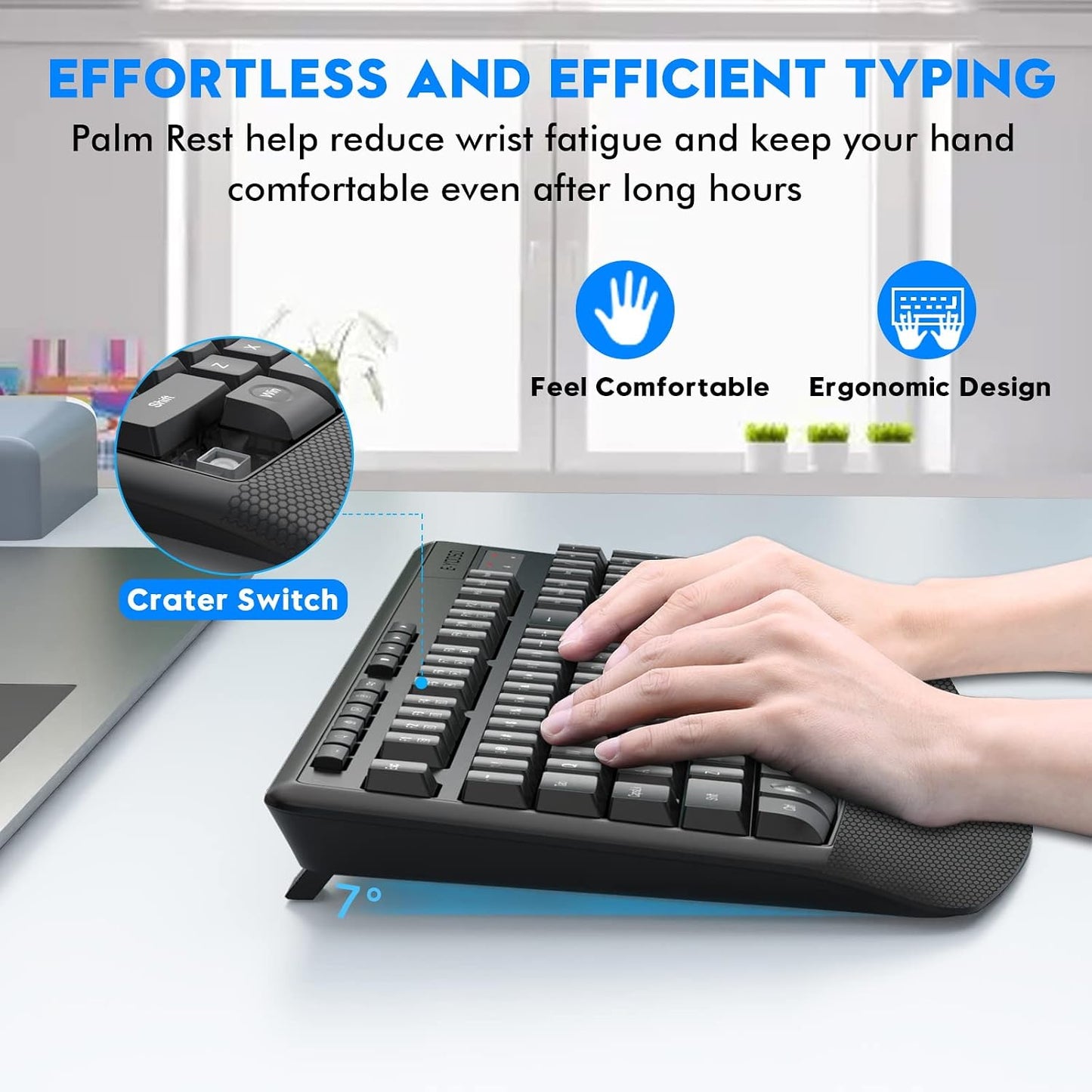 E-Yooso Wireless Keyboard and Mouse Combo - Ergonomic 2.4GHz Set for Home DEMO