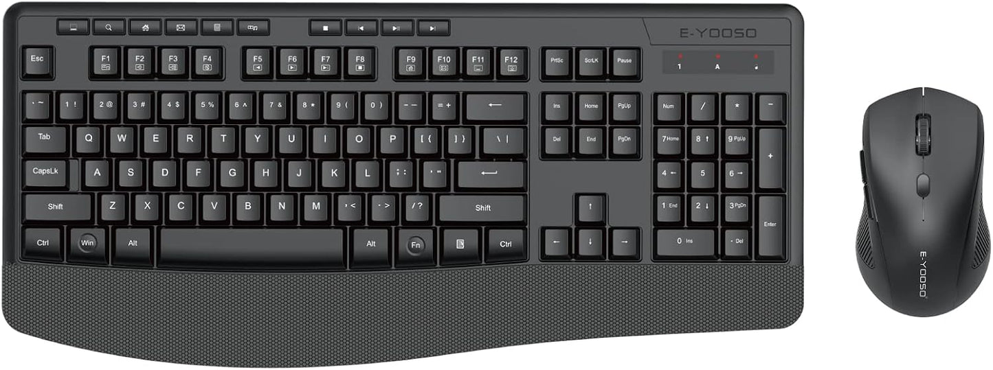 E-Yooso Wireless Keyboard and Mouse Combo - Ergonomic 2.4GHz Set for Home DEMO