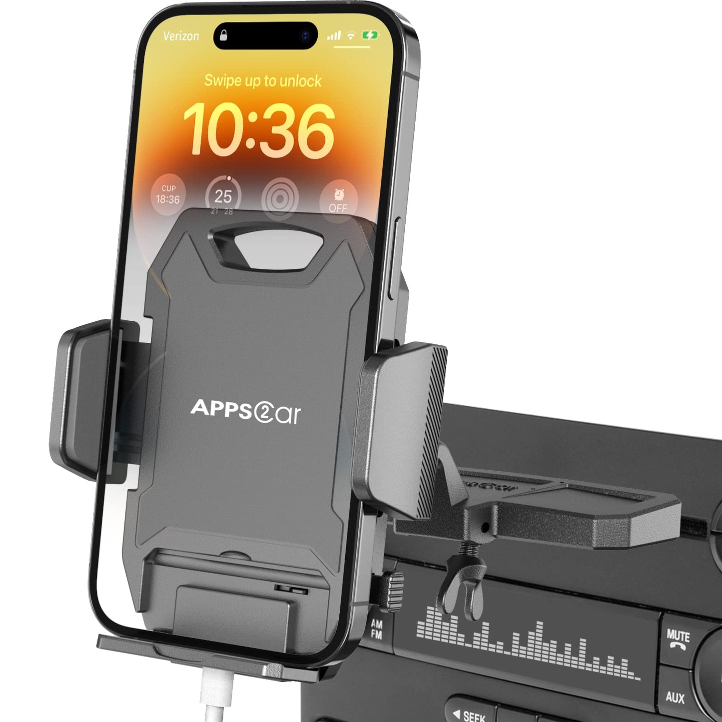 APPS2Car Sturdy Screw Locked Dash-Mounted Phone Holder One-Hand Operation DEMO