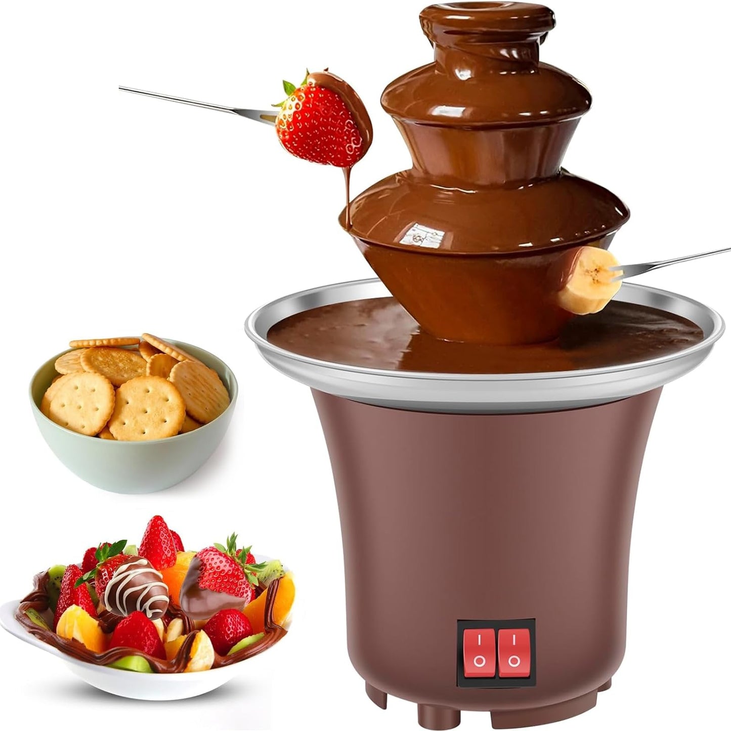 HUNTOLING 3-Tier Chocolate Fondue Fountain Electric Speciality Appliance DEMO