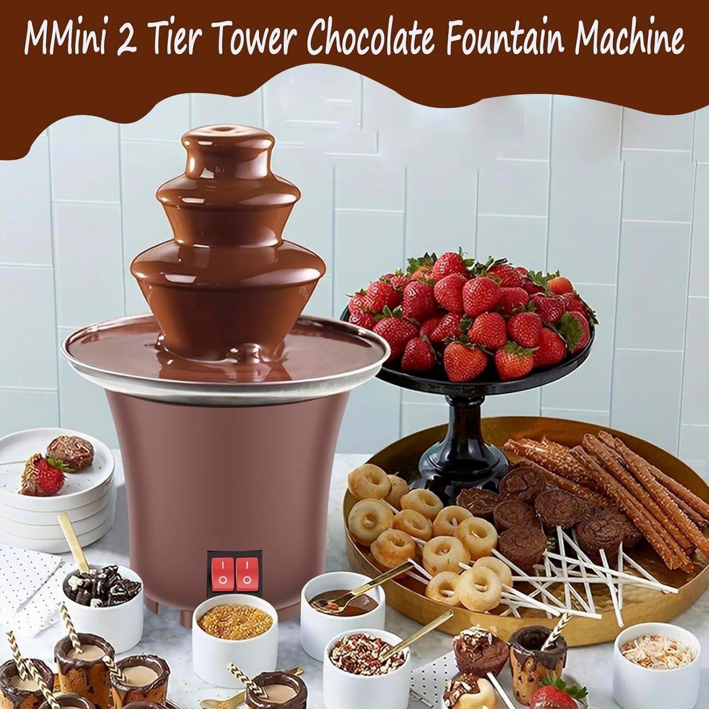 HUNTOLING 3-Tier Chocolate Fondue Fountain Electric Speciality Appliance DEMO