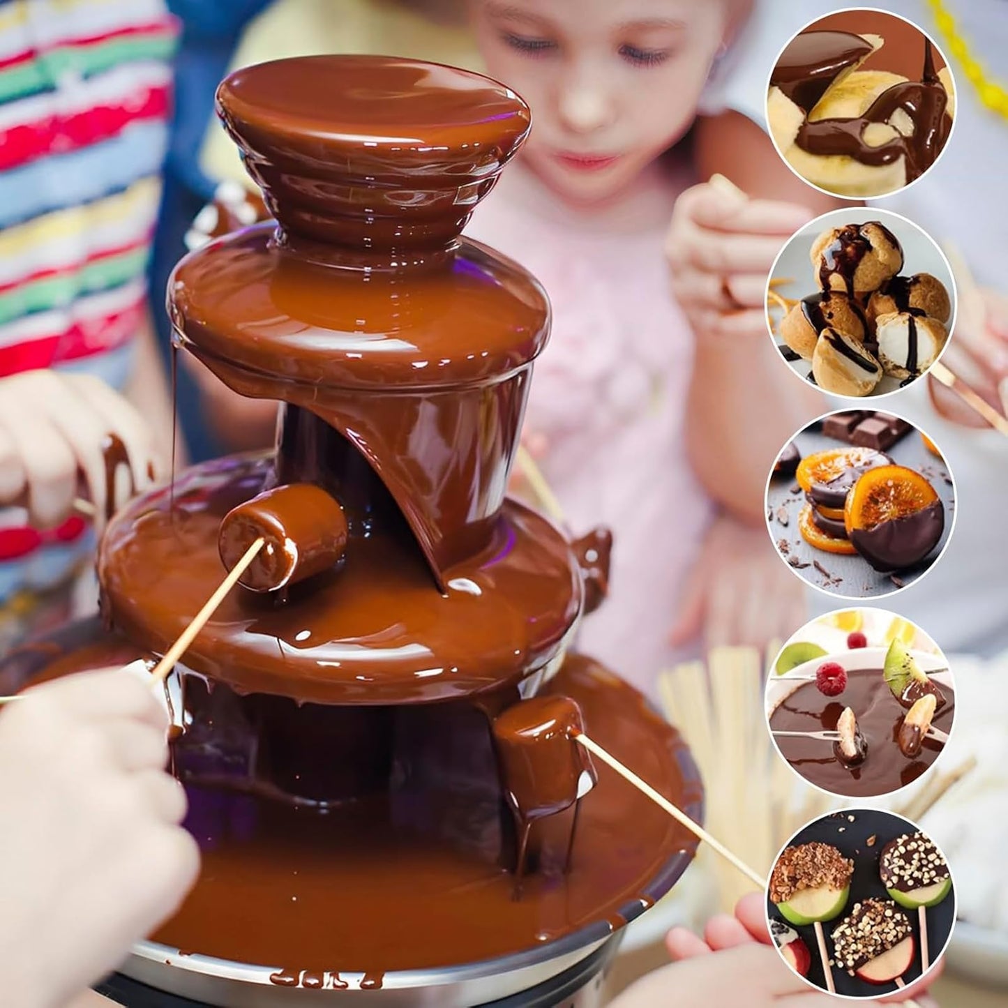 HUNTOLING 3-Tier Chocolate Fondue Fountain Electric Speciality Appliance DEMO