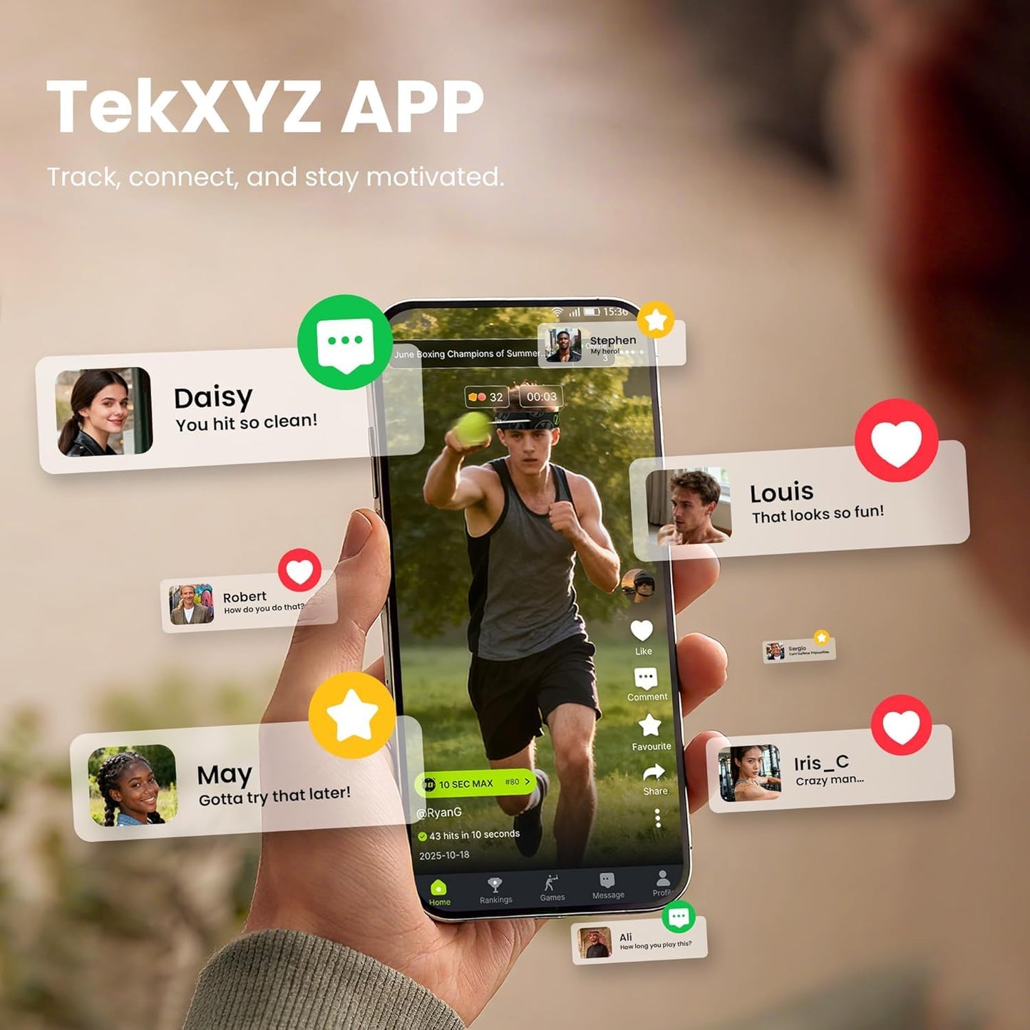 TEKXYZ Reflex Ball with Counter App and Online Community Red/Black Size NEW