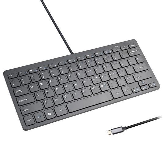 iKKEGOL Compact Keyboards USB-C Wired Keyboard - Slim Portable Black NEW