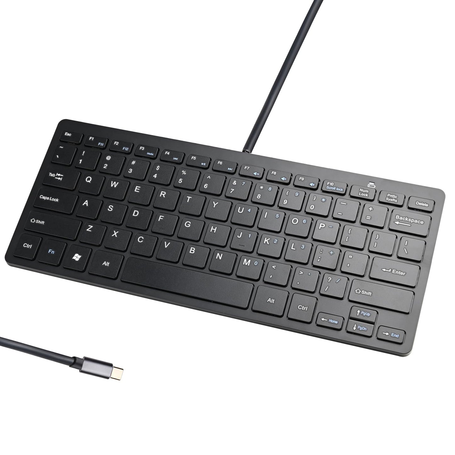 iKKEGOL Compact Keyboards USB-C Wired Keyboard - Slim Portable Black NEW