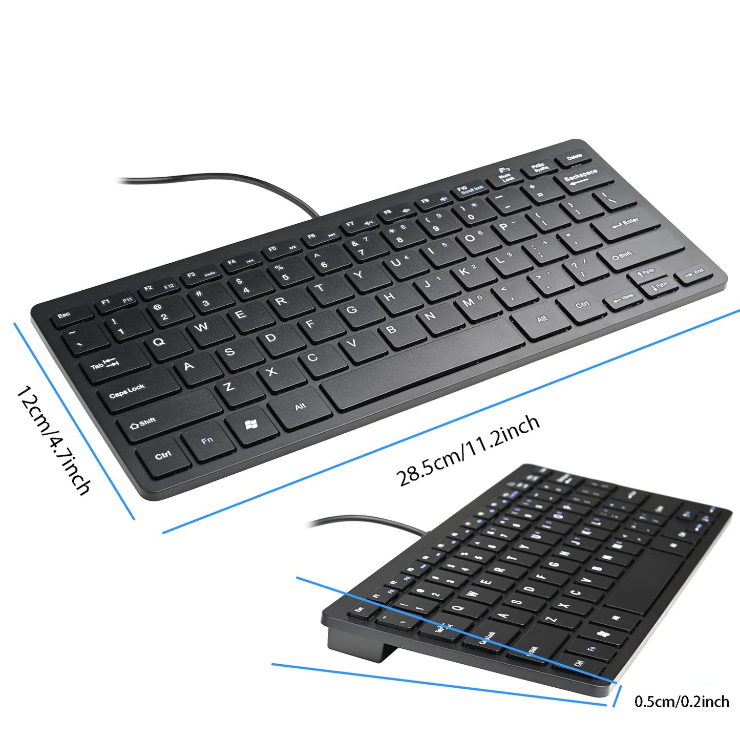 iKKEGOL Compact Keyboards USB-C Wired Keyboard - Slim Portable Black NEW